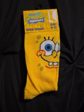 SpongeBob SquarePants Bright Yellow Crew Socks with Face Graphic